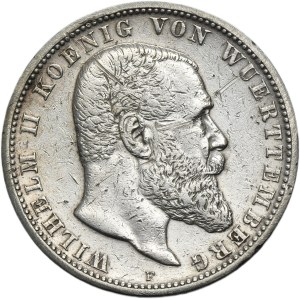Germany, Kingdom of Württemberg, Wilhelm II, 5 Mark Stuttgart 1904 F