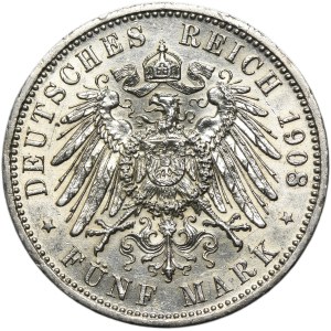 Germany, Prussia Kingdom, Wilhelm II, 5 Mark Berlin 1908 A