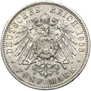 Germany, Prussia Kingdom, Wilhelm II, 5 Mark Berlin 1908 A