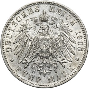 Germany, Bavaria, Otto, 5 Mark Munich 1908 D