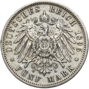 Germany, Kingdom of Prussia, Wilhelm II, 5 Mark Berlin 1895 A