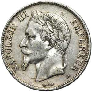 France, Napoleon III, 5 Francs Paris 1867 A