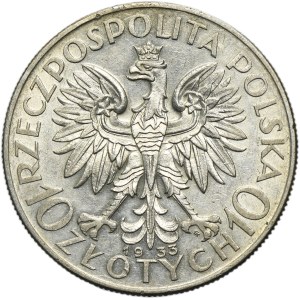 Hlava ženy, 10 zlotých Varšava 1933