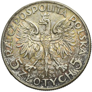 Hlava ženy, 5 zlotých Varšava 1934
