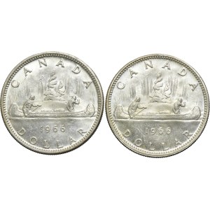 Set, Canada, Elizabeth II, 1 Dollar Ottawa 1966 (2 pcs.)