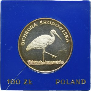 PLN 100 1982 Cigogne de la protection de l'environnement