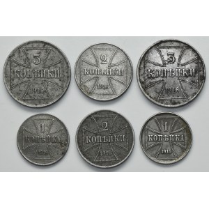 Set, Ost, 1-3 kopeck 1916 (6 pcs.)
