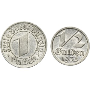 Set, Free City of Danzig, 1/2 Gulden and 1 Gulden 1932 (2 pcs.)