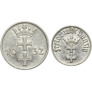 Set, Free City of Danzig, 1/2 Gulden and 1 Gulden 1932 (2 pcs.)