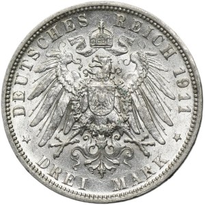 Germany, Kingdom of Bavaria, Otto, 3 Mark Munich 1911 D