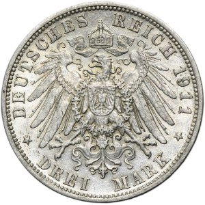 Deutschland, Königreich Bayern, Otto, 3 Mark München 1911 D