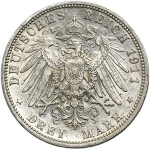 Germany, Kingdom of Bavaria, Otto, 3 Mark Munich 1911 D