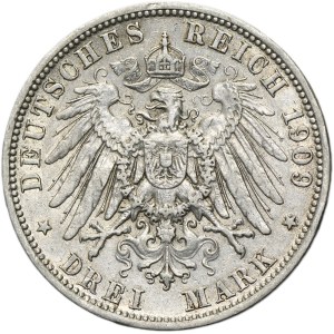 Germany, Bavaria, Otto, 3 Mark Munich 1909 D
