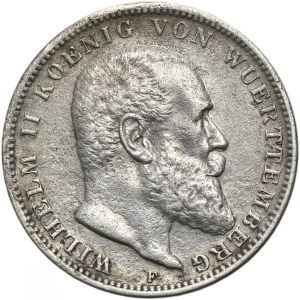 Deutschland, Königreich Württemberg, Wilhelm II, 3 Mark Stuttgart 1909 F
