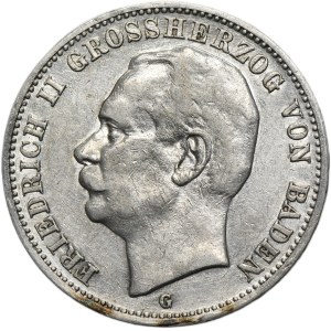 Germany, Grand Duchy of Baden, Friedrich II, 3 Mark Karlsruhe 1910 G