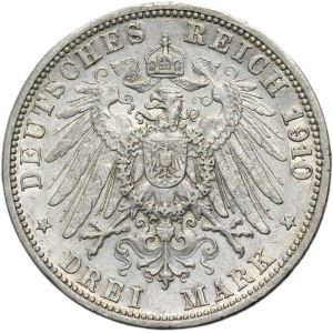 Deutschland, Großherzogtum Baden, Friedrich II., 3 Mark Karlsruhe 1910 G