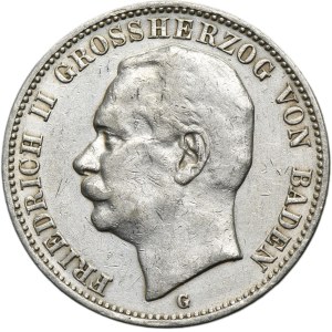 Germany, Grand Duchy of Baden, Friedrich II, 3 Mark Karlsruhe 1909 G