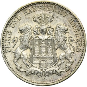 Germany, City of Hamburg, 3 Mark 1909 J