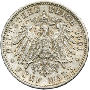 Germany, Grand Duchy of Baden, Friedrich I, 5 Mark Karlsruhe 1901 G
