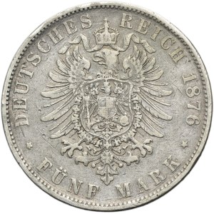 Germany, Kingdom of Bavaria, Ludwig II, 5 Mark Munich 1876 D