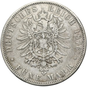 Germany, Kingdom of Prussia, Wilhelm I, 5 Mark Berlin 1876 A