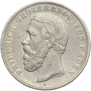 Germany, Grand Duchy of Baden, Friedrich I, 5 Mark Karlsruhe 1875 G