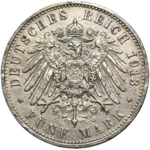 Germany, Kingdom of Prussia, Wilhelm II, 5 Mark Berlin 1913 A