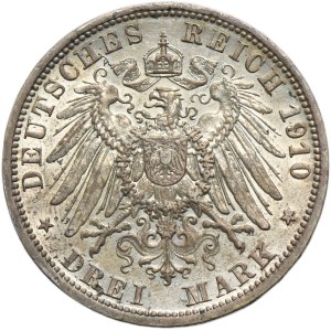 Germany, Kingdom of Prussia, Wilhelm II, 3 Mark Berlin 1910 A