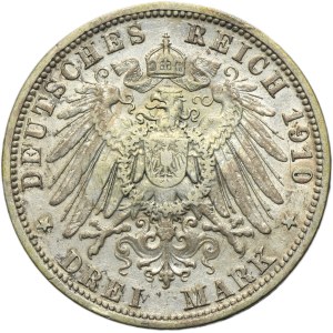 Germany, Kingdom of Prussia, Wilhelm II, 3 Mark Berlin 1910 A