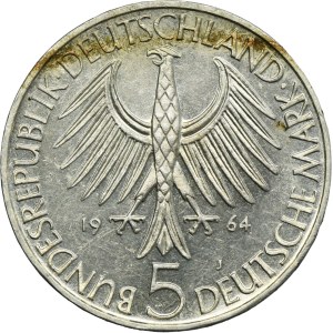 Germany, FRG, 5 Mark Hamburg 1964 J - Johann Gottlieb Fichte