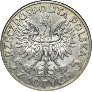 Głowa Kobiety, 5 złotych Londyn 1932