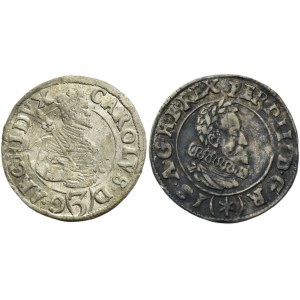 Sada, Karel Štýrský a Ferdinand II., 3 krajcary 1582 a 1624 (2 kusy).