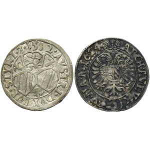 Sada, Karel Štýrský a Ferdinand II., 3 krajcary 1582 a 1624 (2 kusy).