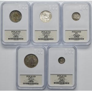 Set, Poland and Silesia, Schilling, 6 Groschen, 1/4 Thaler and Hohlpfennig (5 pcs.)