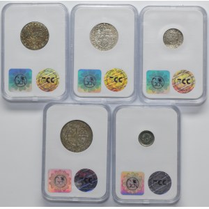 Set, Poland and Silesia, Schilling, 6 Groschen, 1/4 Thaler and Hohlpfennig (5 pcs.)