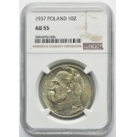 Pilsudski, 10 gold 1937 - NGC AU55