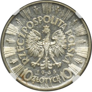 Pilsudski, 10 gold 1935 - NGC AU55