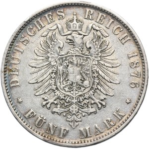 Germany, Kingdom of Bavaria, Ludwig II, 5 Mark Munich 1876 D