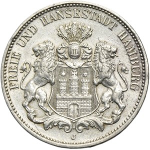 Germany, City of Hamburg, 3 Mark 1909 J
