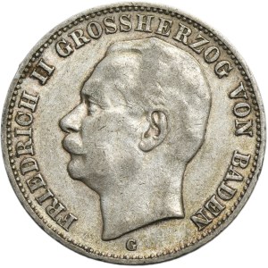Germany, Baden, Friedrich II, 3 Mark Karlsruhe 1908 G