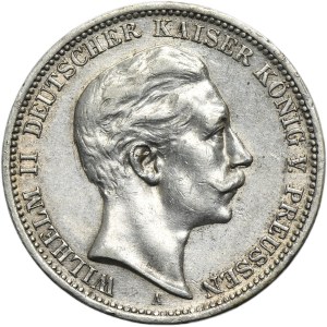 Germany, Kingdom of Prussia, Wilhelm II, 3 Mark Berlin 1908 A