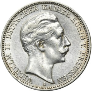 Germany, Kingdom of Prussia, Wilhelm II, 3 Mark Berlin 1909 A