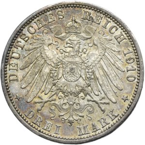 Germany, Kingdom of Prussia, Wilhelm II, 3 Mark Berlin 1910 A