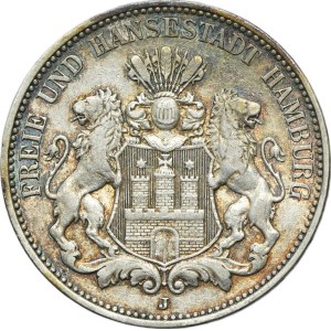 Germany, City of Hamburg, 3 Mark 1909 J