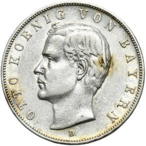 Germany, Bavaria, Otto, 3 Mark Munich 1908 D