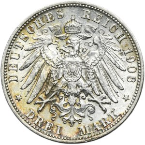 Germany, Bavaria, Otto, 3 Mark Munich 1908 D