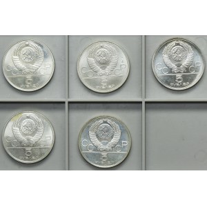 Set, Russia, USSR, 5 Rouble 1977-1980 (5 pcs.)