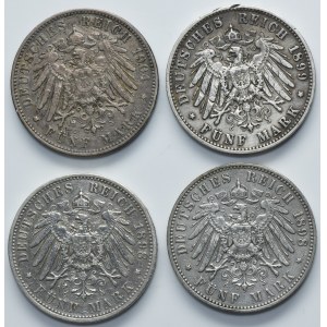 Set, Germany, 5 Mark 1898-1904 (4 pcs.)