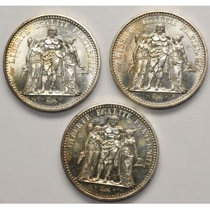 Set, France, V Republic, 10 Francs Paris 1965-1967 - Hercules (3 pcs.)