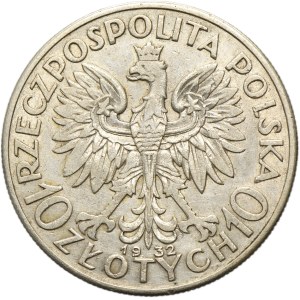 Głowa Kobiety, 10 złotych Londyn 1932